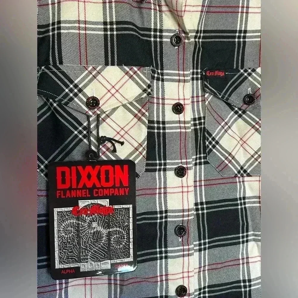 NWT Ladies Dixxon Cro Mags Flannel Cream Red Black Size Small - Picture 2 of 5
